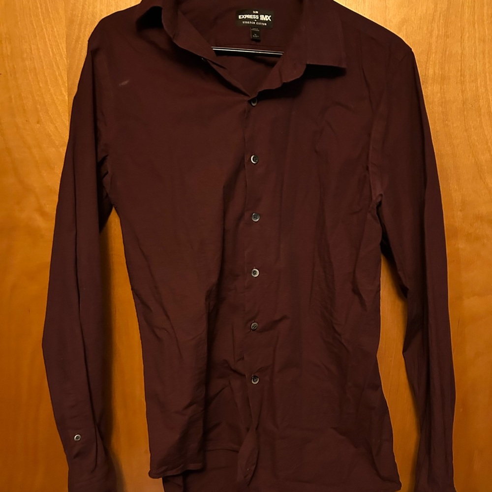 Express Rich Burgundy Long Sleeve Shirt